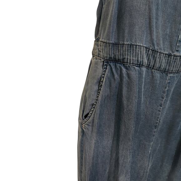 Velvet Heart Blue Chambray Stripe Sleeveless One-Piece Wide Leg Jumpsuit Small - Picture 4 of 12